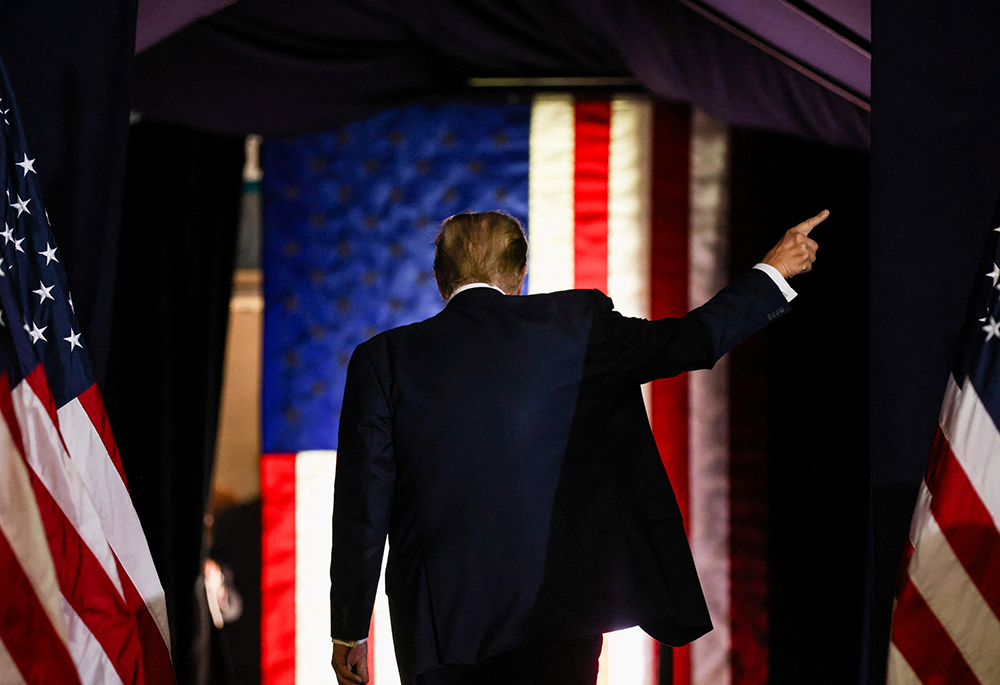 Republican presidential candidate and former U.S. President Donald Trump speaks as he holds a campaign rally at Coastal Carolina University ahead of the South Carolina Republican presidential primary in Conway, South Carolina, Feb. 10, 2024. (OSV News/Reuters/Sam Wolfe)