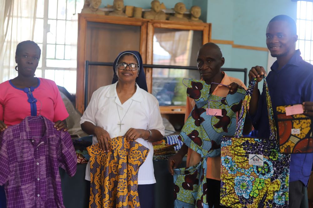 Sr. Amala Ranee Santiago is pictured with some of the beneficiaries at St. Joseph's School for the Hearing Impaired in Makeni, Sierra Leone. 