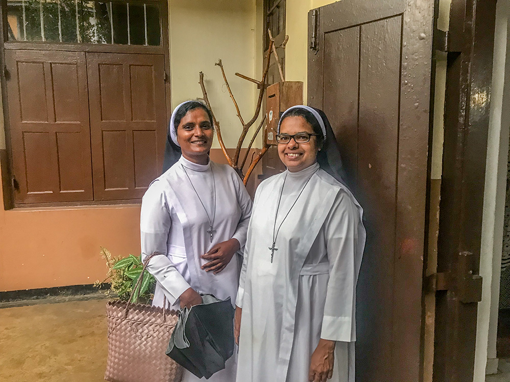 Apostolic Carmel Sr. Maria Daphney, right, and Sr. Maria Lakmalini, who serve tea plantation workers in Badulla, a hill countryside in central Sri Lanka (Thomas Scaria)