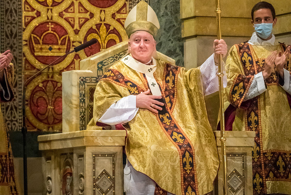 Archbishop Mitchell Rozanski of St. Louis is seen during his installation Mass Aug. 25, 2020 at the Cathedral Basilica of St. Louis. (OSV News/St. Louis Review/Lisa Johnston)