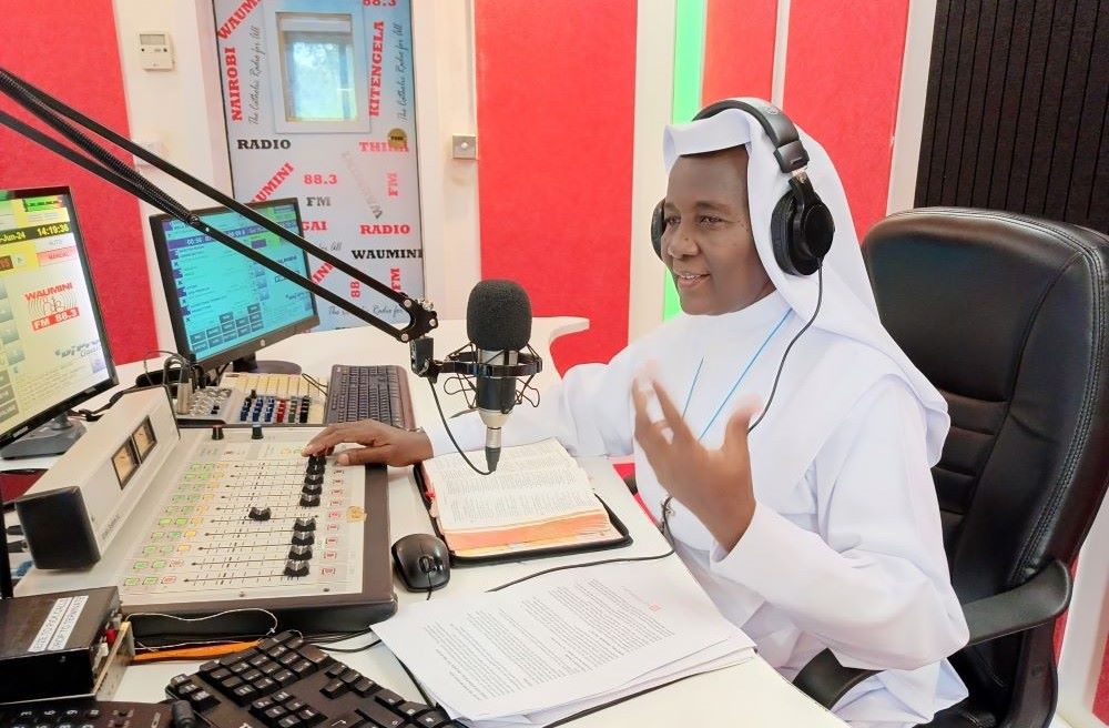 Sr. Adelaide Ndilu at Radio Waumini in Nairobi, Kenya 