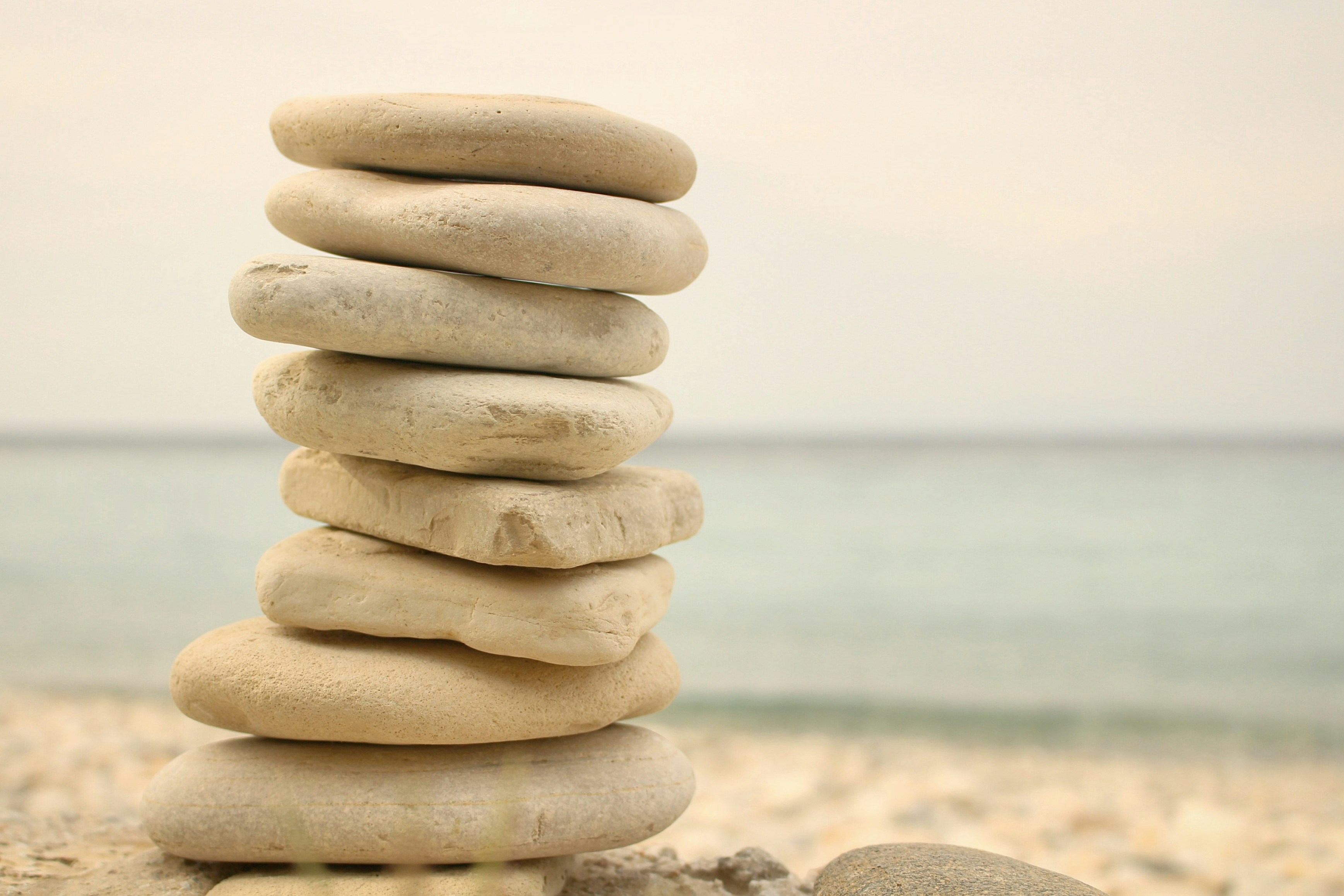 A pile of rocks on a beach