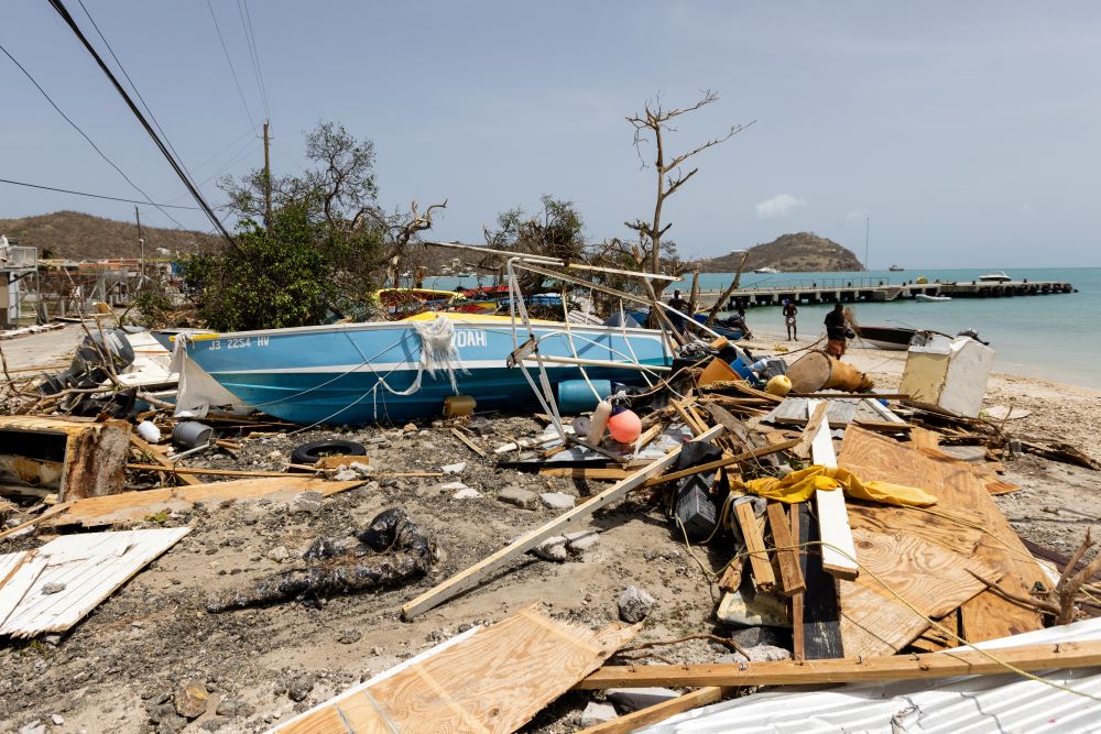 Scattered debris is seen July 2, 2024, after Hurricane Beryl passed the island of Petite Martinique, Grenada. (OSV News/Reuters/Arthur Daniel)