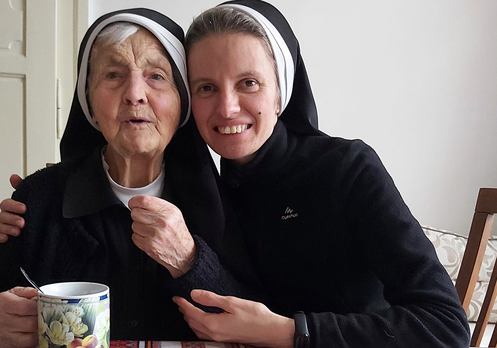 Sr. Olha Ladzhun, left, and Sr. Emanujila Vishka are pictured in a photo taken in January 2024. (Courtesy of Emanujila Vishka)