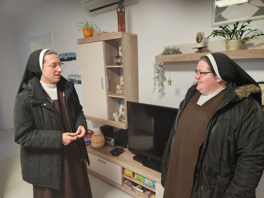 Sr. Marija Lucija Eršek, left, principal of the St. Joseph's Home for Children near Zagreb, Croatia, speaks to Sr. M. Viktorija Sanjković at one of the home's residences.