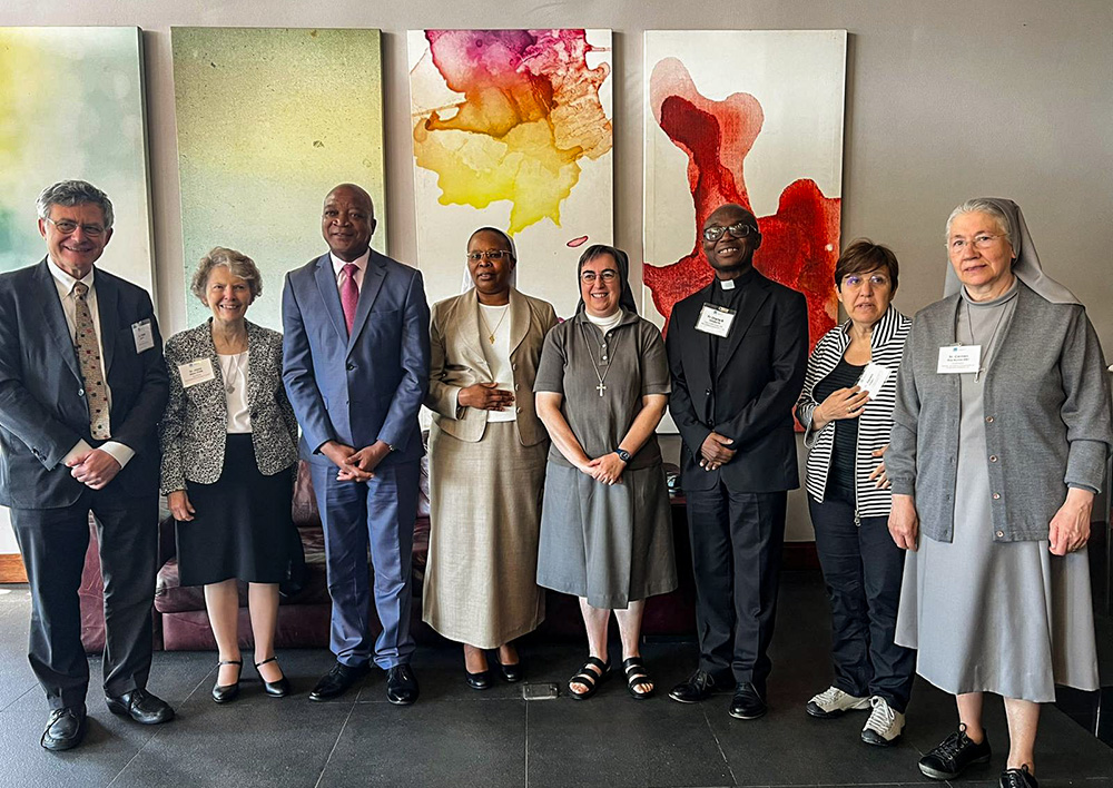 Presentation Sr. Joyce Meyer (second from left) and other participants pose for a photo in Lusaka, Zambia, during the May 29-31 convening of sisters that was sponsored by the Conrad N. Hilton Foundation. (GSR photo)