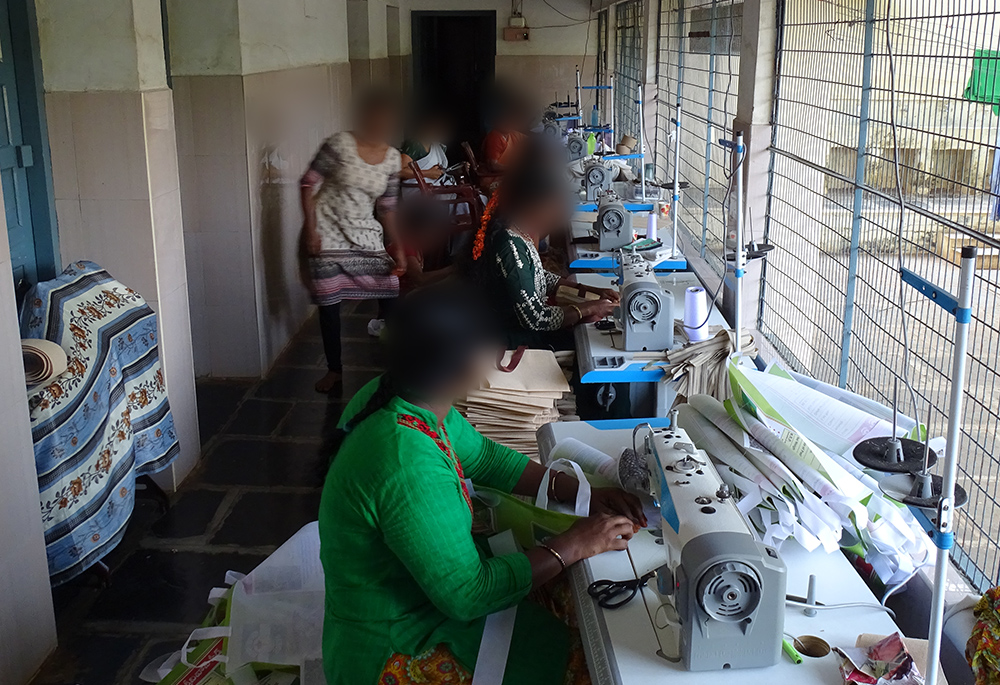 Residents at a rehabilitation center in Andhra Pradesh, India, participate in skill development training, learning practical skills to help them become self-sufficient. (Courtesy of Joseph Mary Vadlamudi)