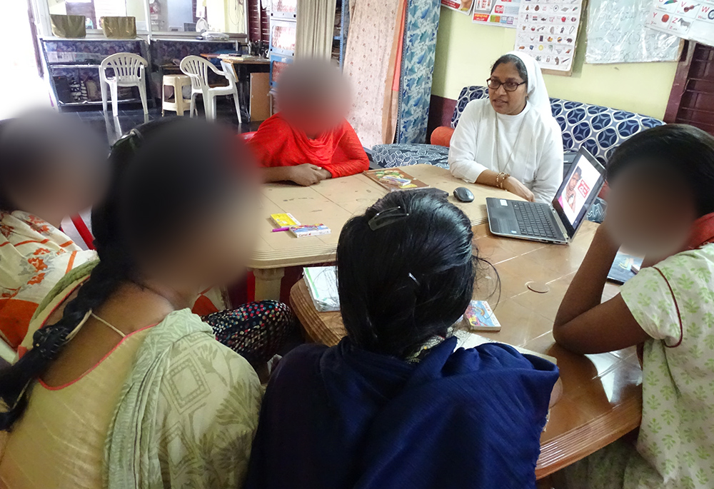 Sr. Joseph Mary Vadlamudi conducts an awareness session on human trafficking and sexual exploitation for adolescent girls at a shelter home in Guntur, Andhra Pradesh. (Courtesy of Joseph Mary Vadlamudi)