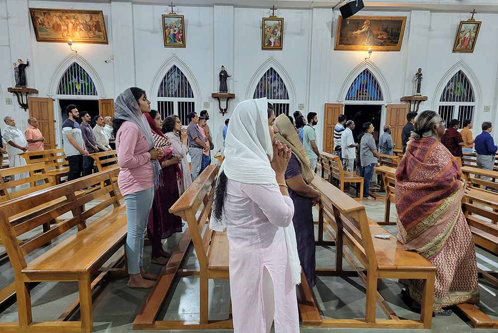 Parishioners pray during Mass at Our Lady of Mount Carmel Cathedral in Alappuzha, India, March 5, 2023. (OSV News/Barb Fraze)