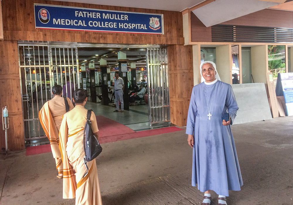 St. Ann of Providence Sr. Severine Menezes, president of the Conference of Religious Women India's Mangalore unit, at the Father Muller Medical College Hospital in the same southwestern Indian port city. She is focused on sensitizing medical students about gender equality. (Thomas Scaria)