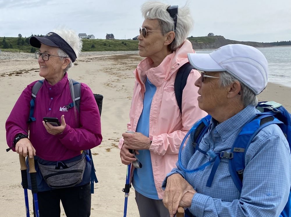 Religious of the Sacred Heart Sr. Mary Frohlich, center, is seen at Hirtle's Beach, Nova Scotia. She is with Sr. Diane Roche, left, and Sr. Jane O'Shaughnessy. 