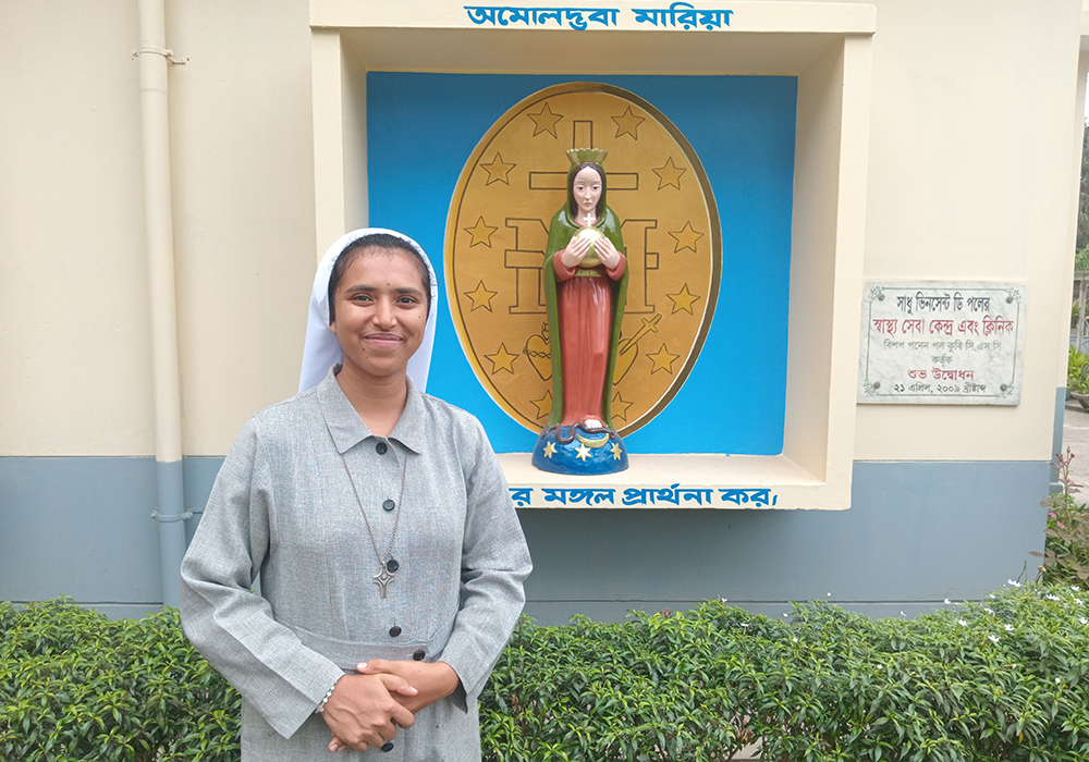 Sr. Maria Taegon Andrea, of the Sisters of Charity of St. Vincent de Paul, is the first local sister from her congregation, Sisters of Charity of St. Vincent de Paul, in Bangladesh. (GSR photo/Sumon Corraya)