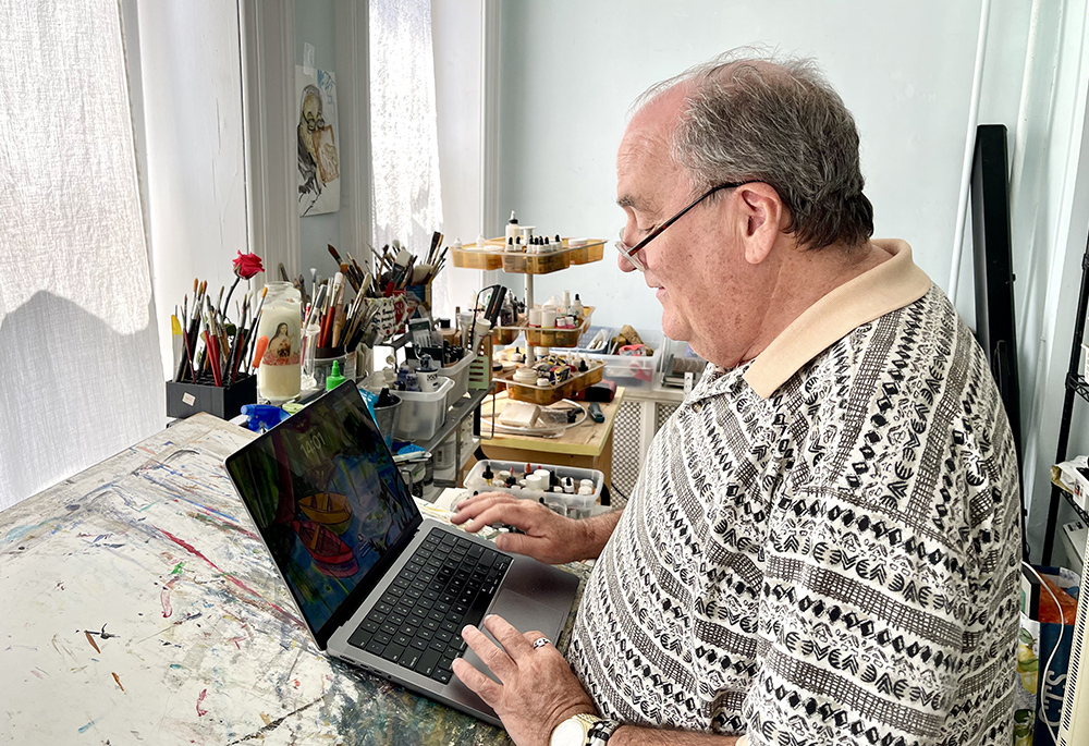 Oblate of St. Francis de Sales Br. Mickey McGrath is pictured in his studio in Camden, New Jersey, in August. (NCR photo/Camillo Barone)