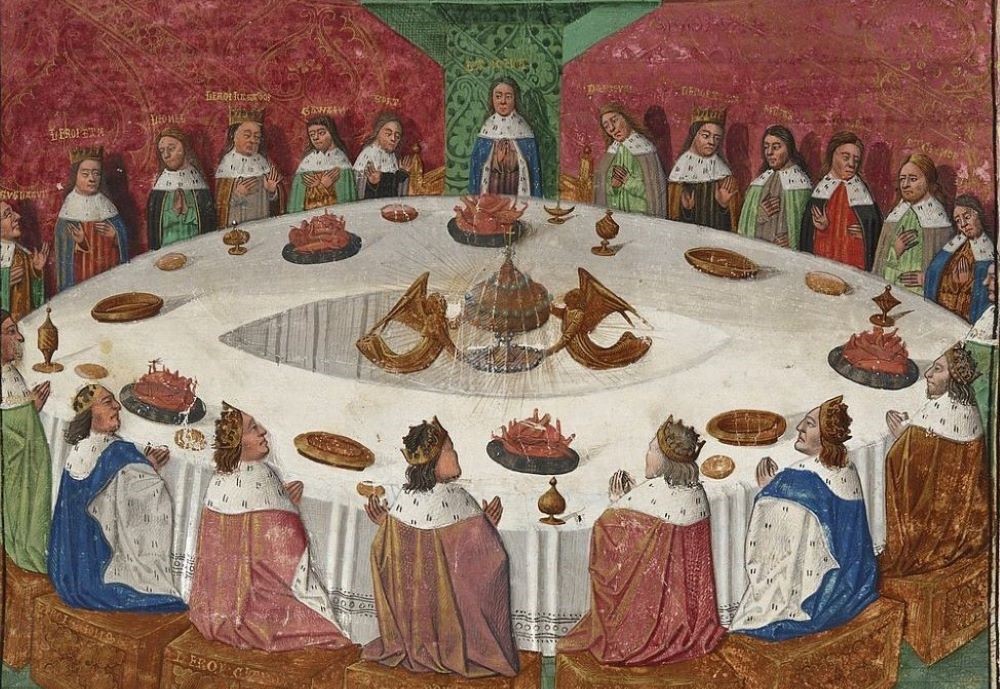 King Arthur's knights gathered at the Round Table to celebrate Pentecost. 