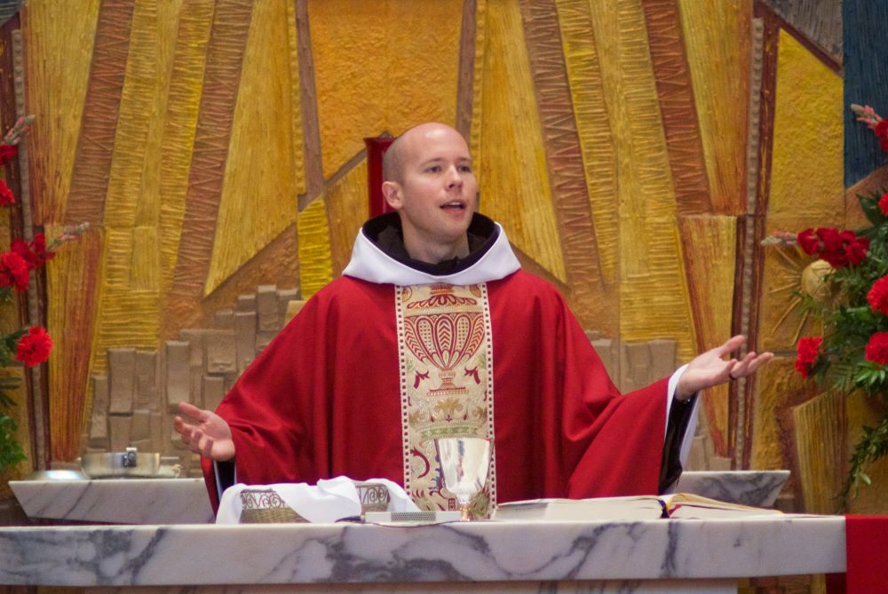 Franciscan Fr. Daniel P. Horan celebrates Mass in May 2012. 