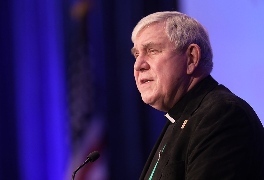 Archbishop Jerome Listecki of Milwaukee speaks during a Nov. 16, 2021, session of the fall general assembly of the U.S. Conference of Catholic Bishops in Baltimore. (OSV News/CNS file, Bob Roller)