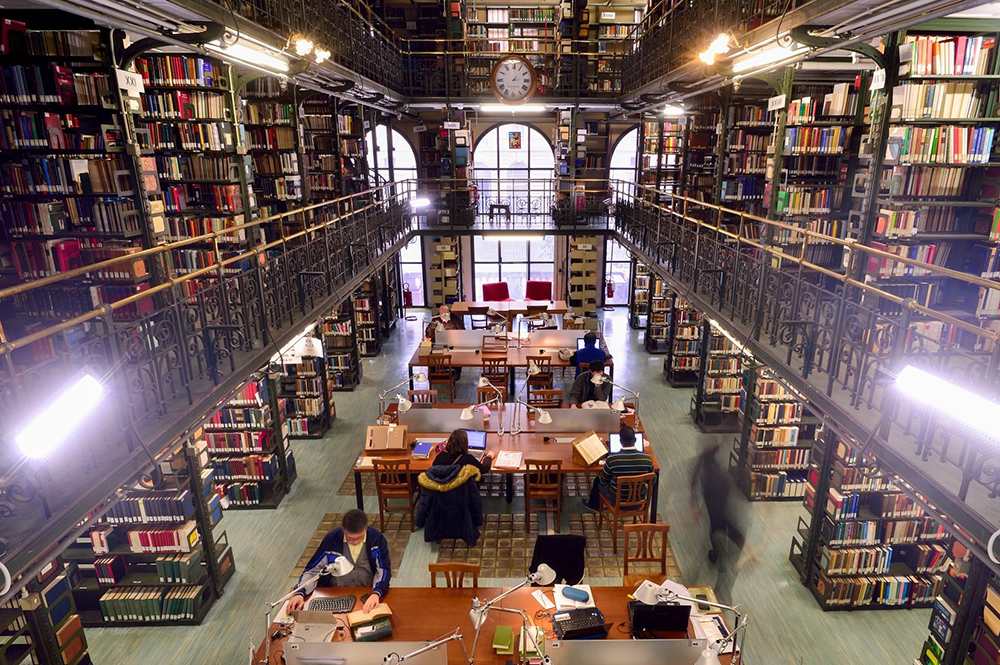 Students study in the library of the Pontifical Biblical Institute, part of the Gregorian University in Rome, in this undated file photo. (CNS/Courtesy Pontifical Gregorian University)