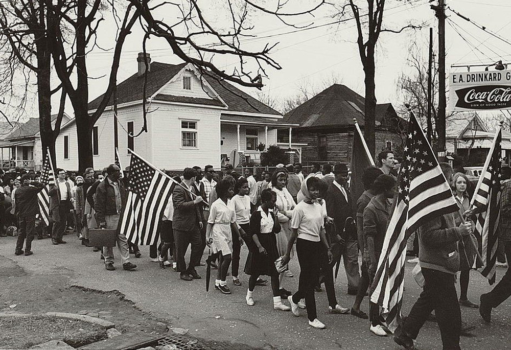 Participants marching in a civil rights march from Selma to Montgomery, Alabama, in this 1965 photograph courtesy of the Library of Congress. (OSV News/Reuters/Library of Congress)