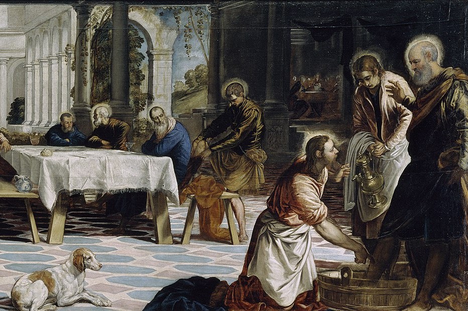 El lavatorio de los pies (detalle), óleo de Tintoretto, 1548-1549. (Foto: Wikimedia Commons/obra de dominio público)