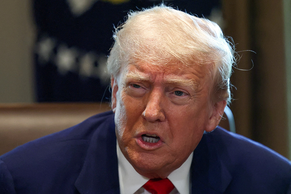 U.S. President Donald Trump speaks during a cabinet meeting at the White House in Washington, April 30, 2025. (OSV News/Reuters/Evelyn Hockstein)