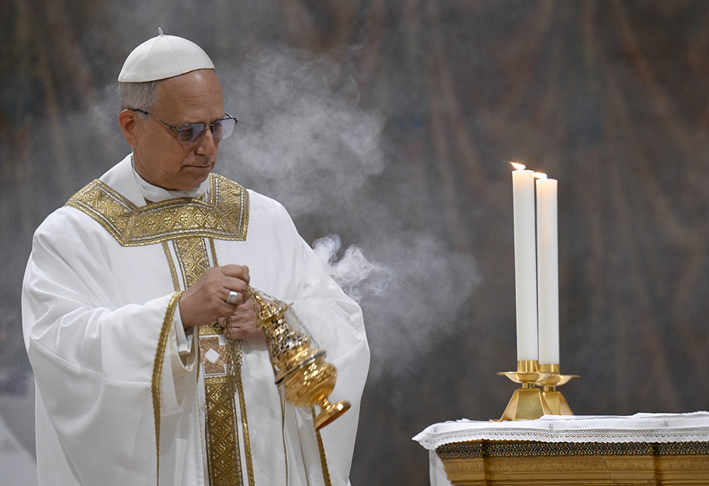 Pope Leo XIV celebrates his first Mass as pope with the cardinals who elected him in the Sistine Chapel at the Vatican on May 9, 2025. (CNS/Vatican Media)