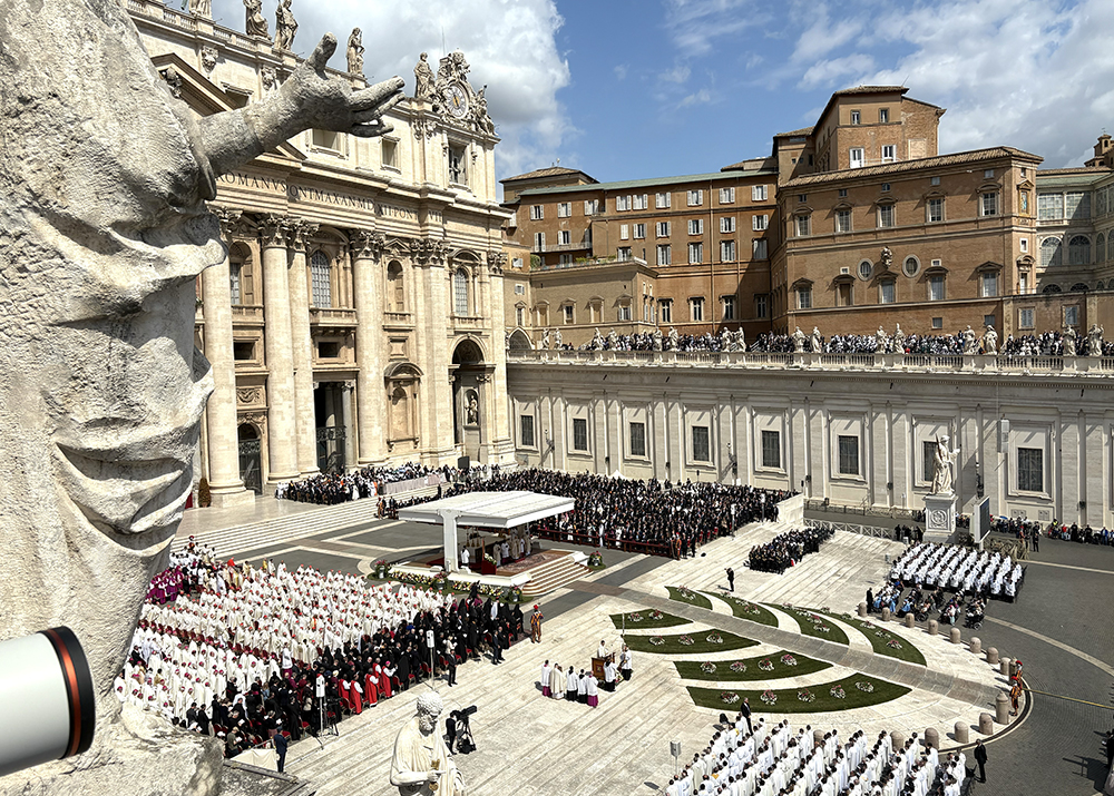 A view of the main altar in St. Peter's Square during the installation Mass of Pope Leo XIV on May 18, 2025 (NCR photo/Camillo Barone)