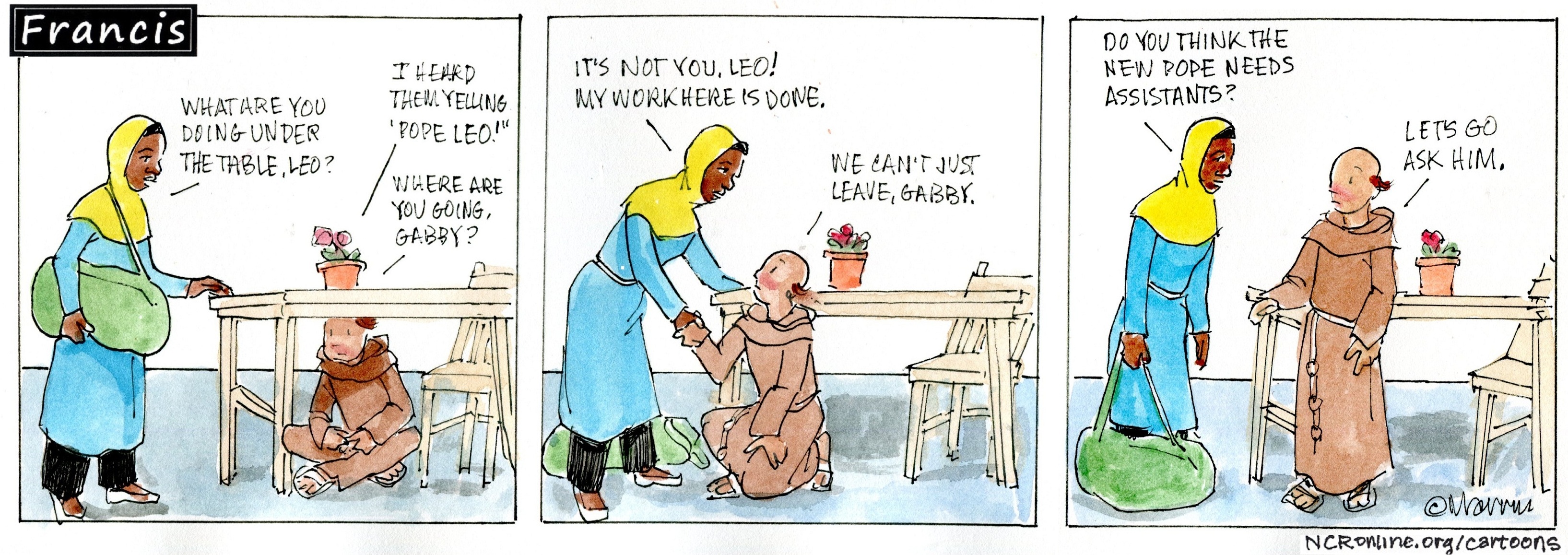 With a new papacy underway, Gabby and Brother Leo try to figure out their futures.