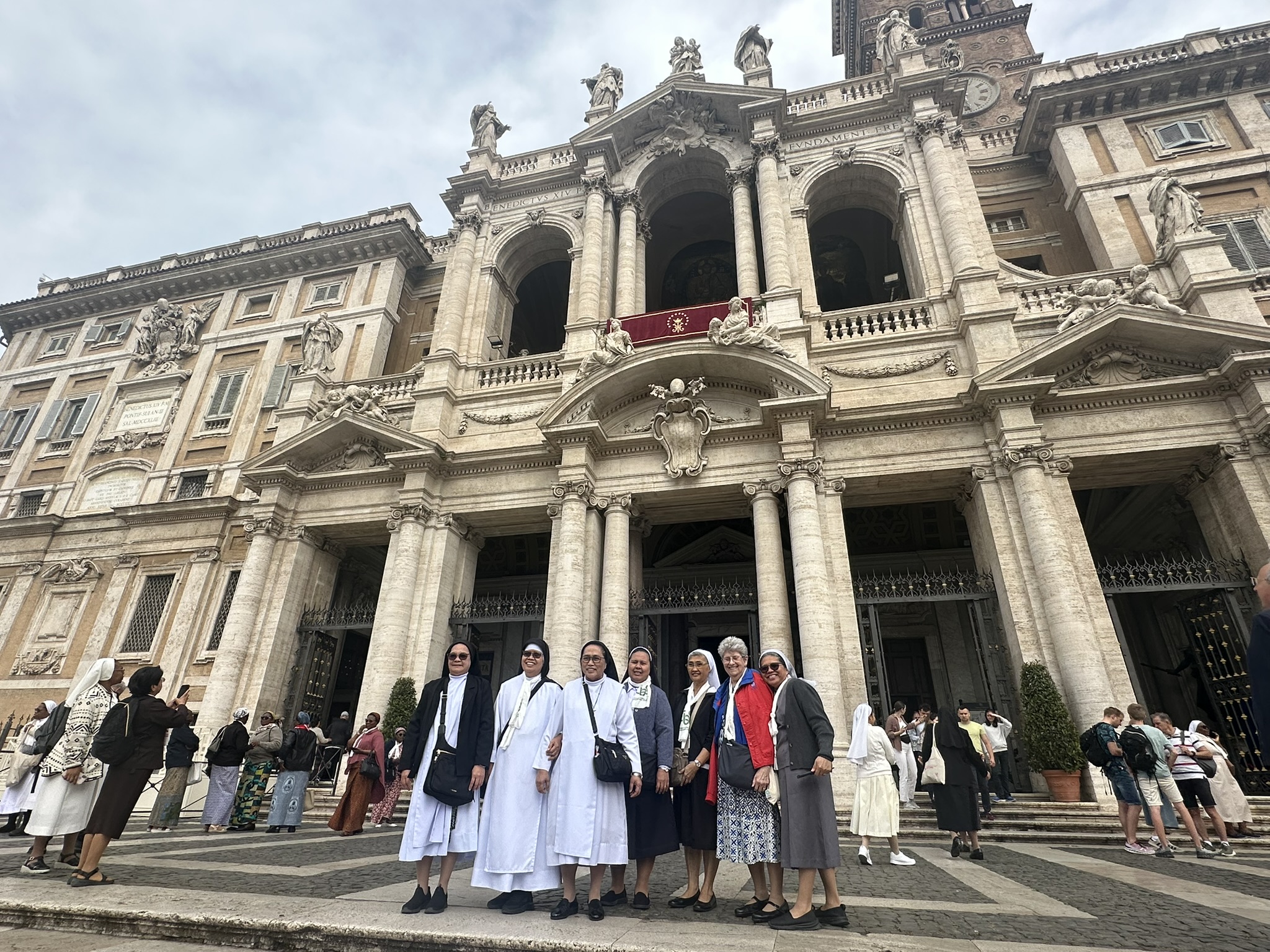 Sisters gather outside the Basilica of St. Mary Major