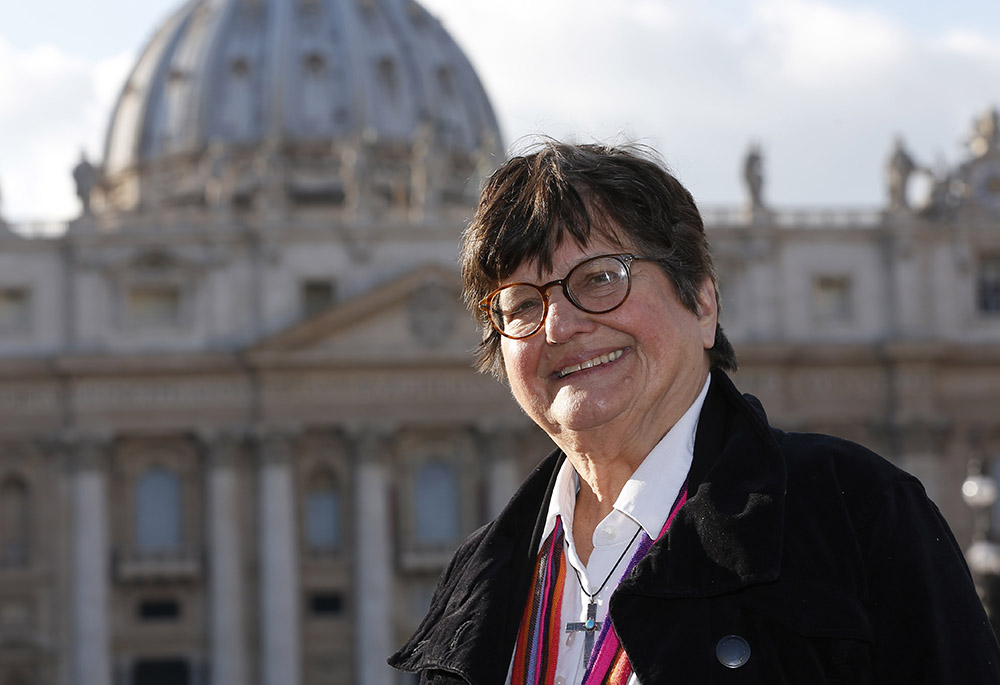 St. Joseph Sr Helen Prejean, who has worked in prison ministry and against the death penalty for decades, is pictured in St. Peter's Square, Jan. 21, 2016, at the Vatican. (CNS/Paul Haring)