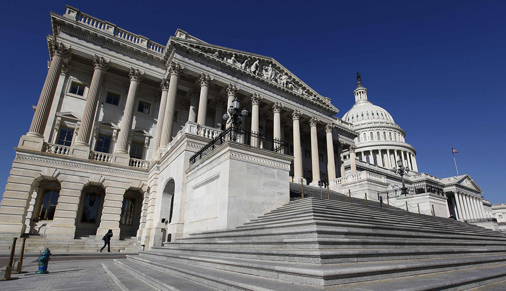 A file photo shows the entrance to the House of Representatives on Capitol Hill in Washington. (OSV News/Reuters/Larry Downing)