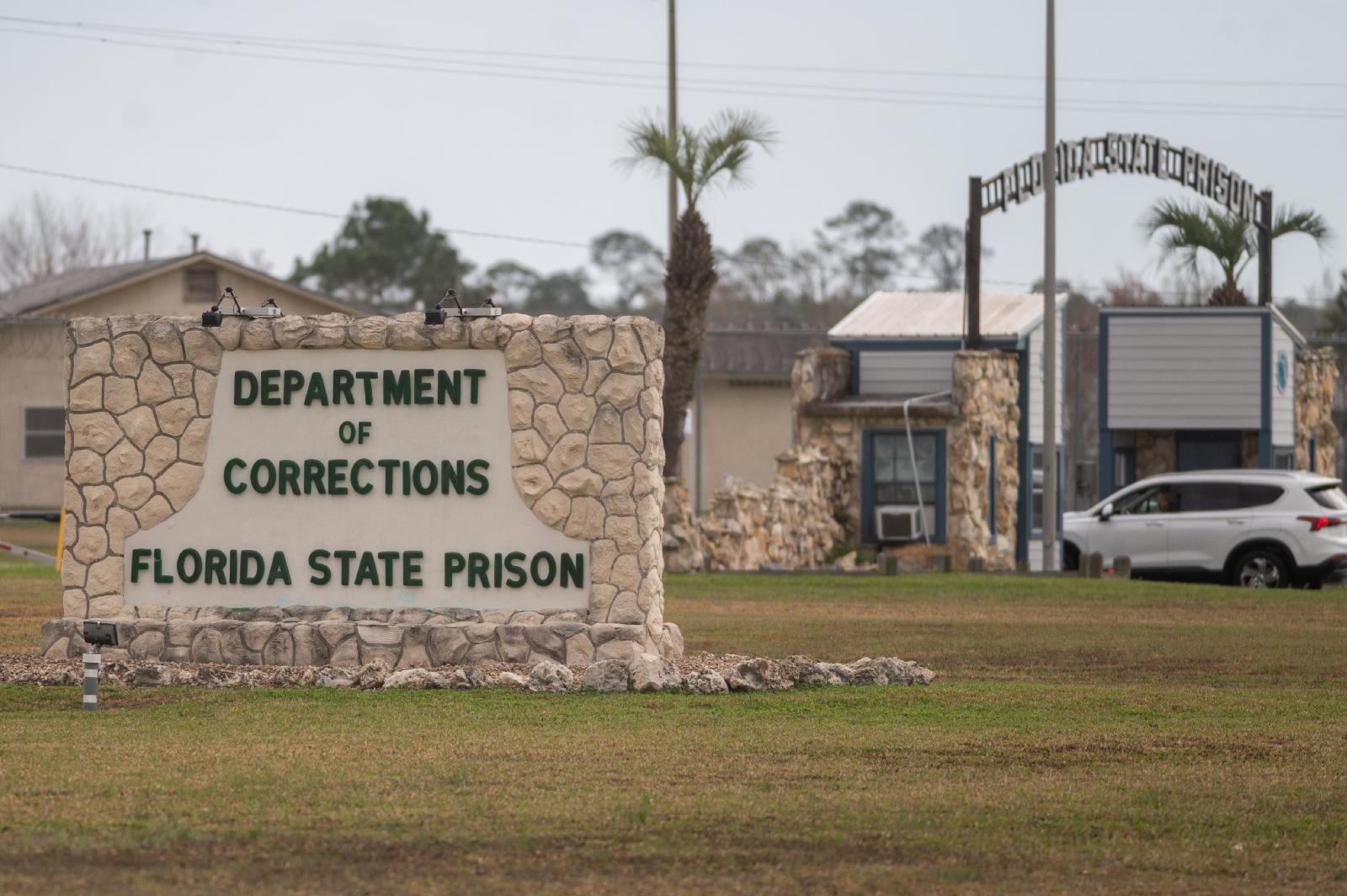 The entrance sign to Florida State Prison in Raiford. The entrance sign to Florida State Prison in Raiford is pictured