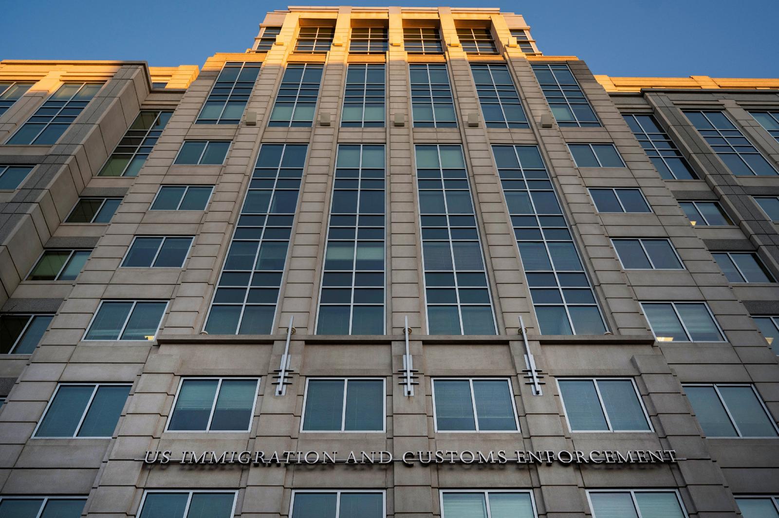 Sunlight hits the U.S. Immigration and Customs Enforcement building in Washington Jan. 18, 2025.