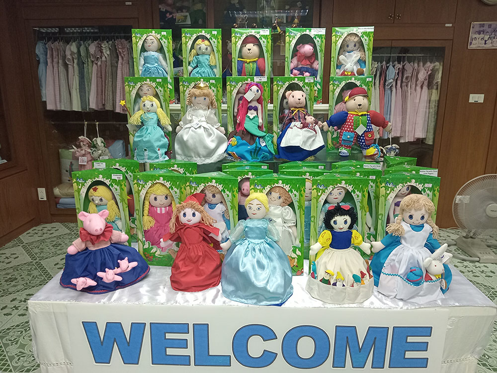 Handicrafts made by women at the Fatima Self-Help Centre in Bangkok, where women and girls break the cycle of poverty through skills training, such as sewing and dressmaking (Courtesy of Louise Horgan)