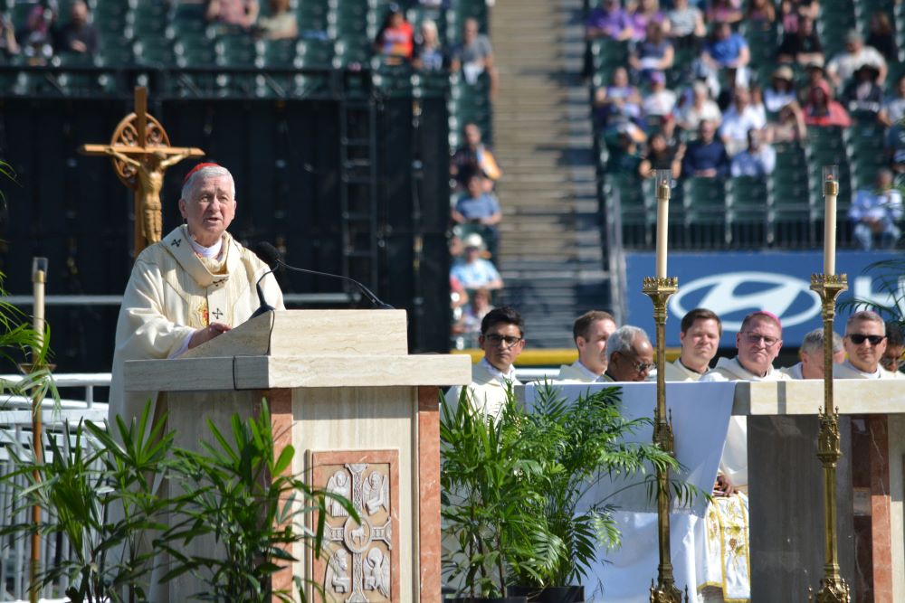 Cardinal Cupich at Mass at White Sox stadium