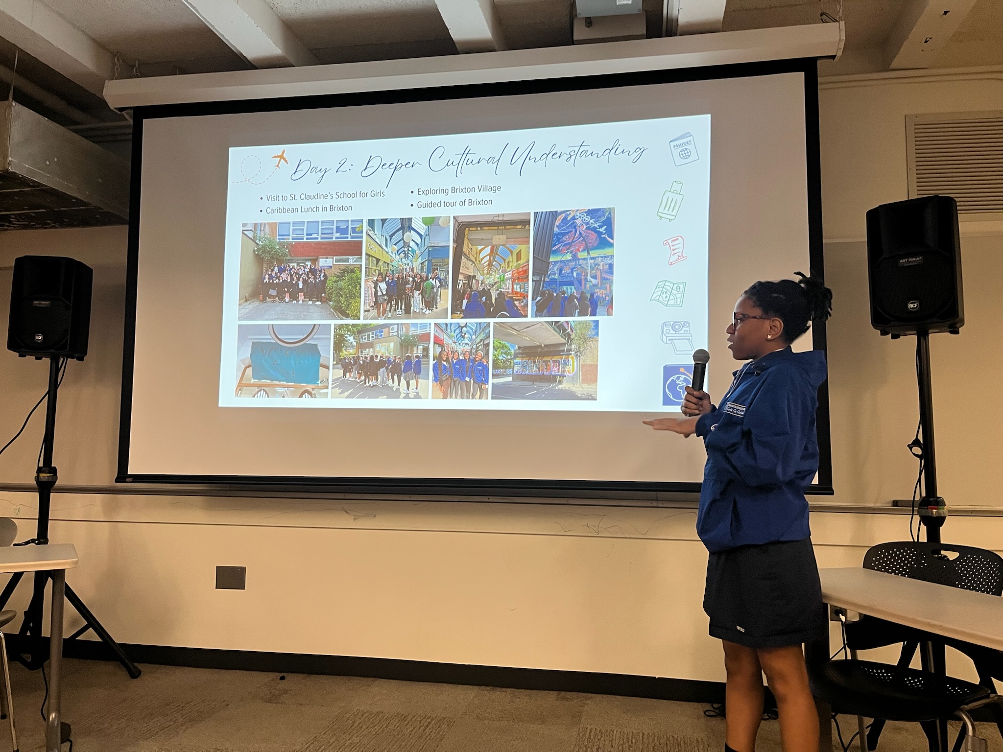 Upon their return, students gave a presentation about their experience as part of the DC Public Library's series, "Trip of a Lifetime." Makayla Broadwater shares her reflections on the cultural similarities and differences they encountered in London, particularly with their peers at the St. Claudine's Catholic School for Girls.