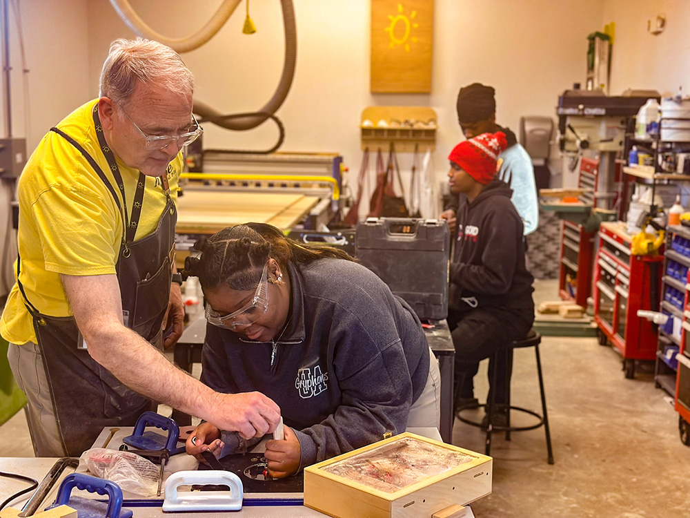 Extracurriculars at Operation Breakthrough include woodshop, welding, making furniture, computer programming, and cooking, among several others. To prevent some of the elaborate labs from being empty, Operation Breakthrough picks up students from nearby schools to hold their classes in these same labs, augmenting the curriculum in their schools. (GSR photo/Soli Salgado)