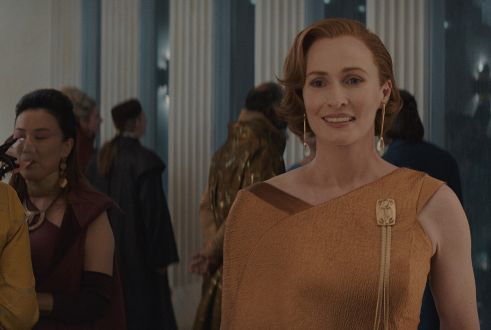 Mon Mothma (Genevieve O'Reilly) in "Andor," exclusively on Disney+ (©2022 Lucasfilm Ltd. & ™) Mon Mothma (Genevieve O'Reilly) in "Andor," exclusively on Disney+ (©2022 Lucasfilm Ltd. & ™)