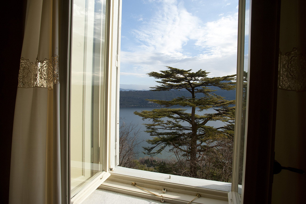 Lake Albano is seen from a window of the papal villa in Castel Gandolfo, Italy, on Feb. 22, 2013. (CNS/Paul Haring)