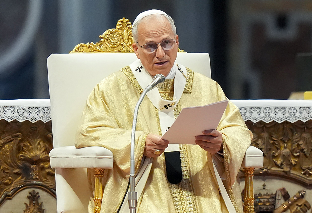 Pope Leo XIV gives his homily during Mass on the feast of the Sacred Heart of Jesus in St. Peter’s Basilica at the Vatican June 27, 2025. On July 9 Leo will use a new formulary of prayers and biblical readings to celebrate Mass "for the care of creation." (CNS/Lola Gomez)