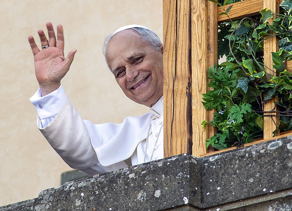 Pope Leo XIV waves after arriving in Castel Gandolfo, Italy, July 6, 2025. (OSV News/CPP/Alessia Giuliani)