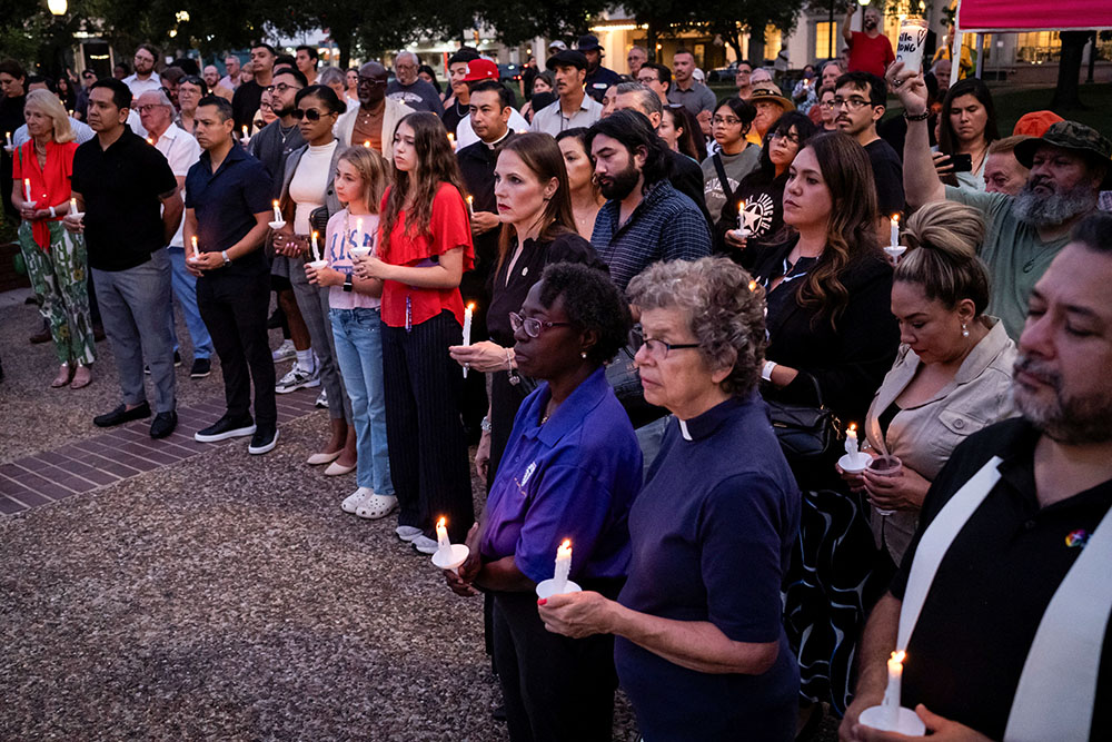 People take part in a vigil in memory of Texas flooding victims at Travis Park in San Antonio July 7, 2025. (OSV News/Reuters/Marco Bello)