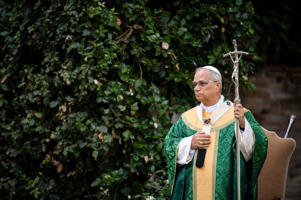 Pope Leo in green vestments