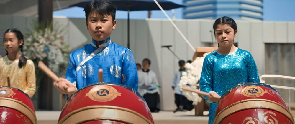 Vietnamese American youth drummers perform on the dedication day for the Our Lady of La Vang Shrine in Garden Grove, Orange County, California, on July 17, 2021. (Courtesy of Orange Diocese)