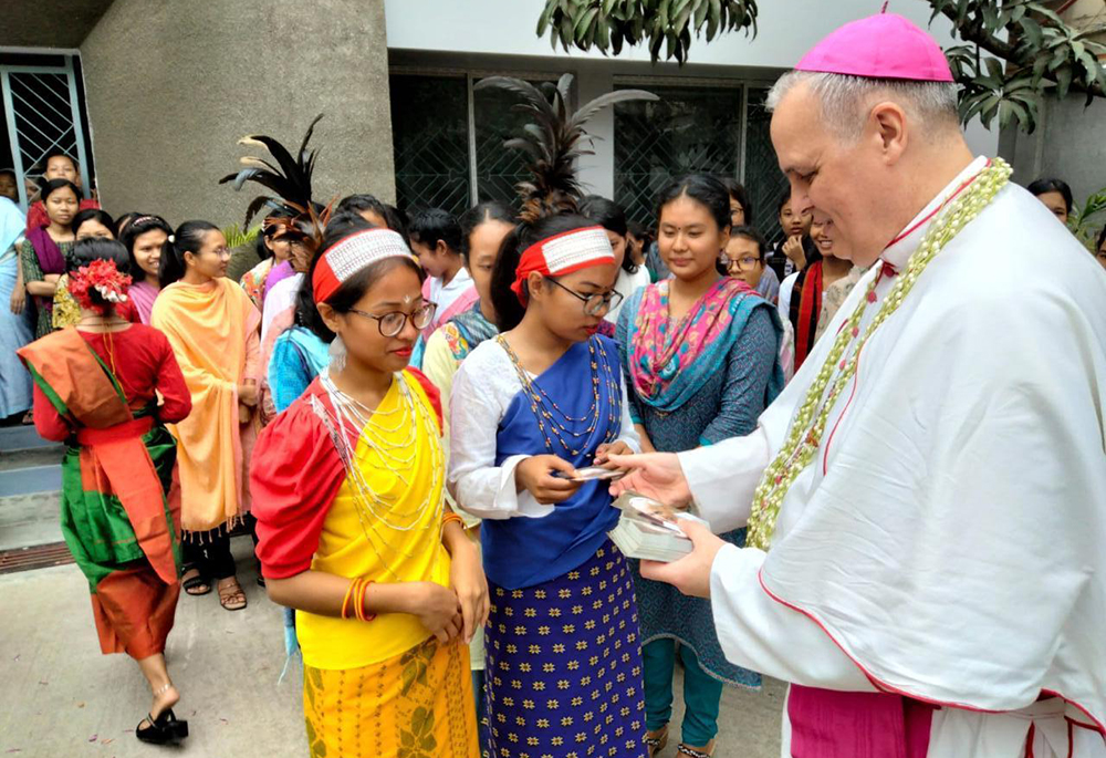 Archbishop Kevin Randall, apostolic nuncio to Bangladesh, visits the Diocese of Mymensingh in Bangladesh, in April 2024. (Courtesy of Kevin Randall)