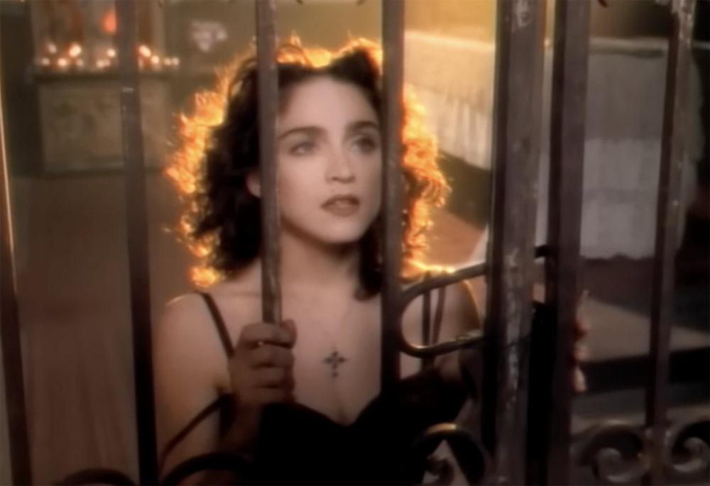 Madonna's "Like a Prayer" music video, which was released in 1989 and featured Catholic imagery, is one of the controversies explored in Paul Elich's new book, The Last Supper: Art, Faith, Sex, and Controversy in the 1980s. (NCR screenshot/YouTube)