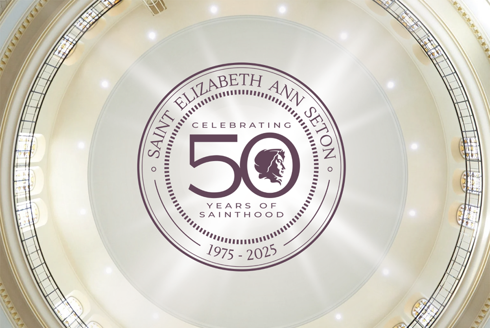 This illustration, provided by the Shrine of St. Elizabeth Ann Seton, announces an upcoming celebration to mark the 50th anniversary of her canonization. (Courtesy of the Shrine of St. Elizabeth Ann Seton)