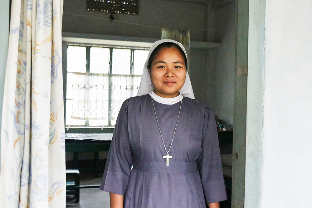 Salesian Sr. Lucky Mree was recently given the responsibility of administering the Mary Immaculate Dispensary, although she has limited studies and experience in nursing. She believes that if more staff and medical equipment were available, she could serve a greater number of people in need. (GSR photo/Stephan Uttom Rozario)