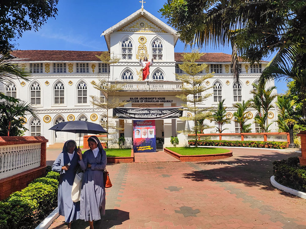 The archbishop's house in the Ernakulam-Angamaly Archdiocese in the southwestern Indian state of Kerala has witnessed protests, hunger strikes, and police activity for decades because of a liturgical dispute. (Thomas Scaria)