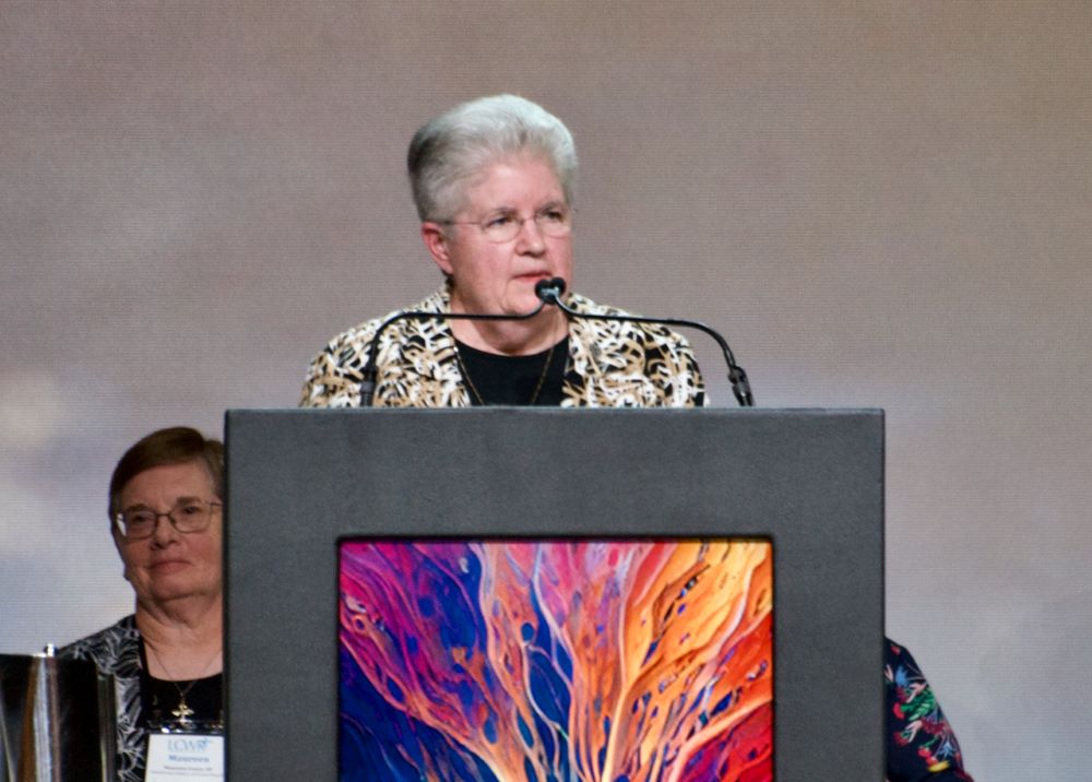 Sr. Carol Zinn speaks. 