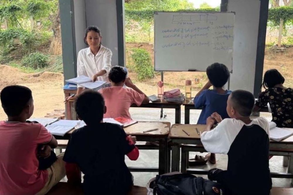 Children attend a class at the Child Protection Center run by the Sisters of Our Lady of the Charity of the Good Shepherd  in Myit Nge town in Myanmar June.30. (John Zaw)